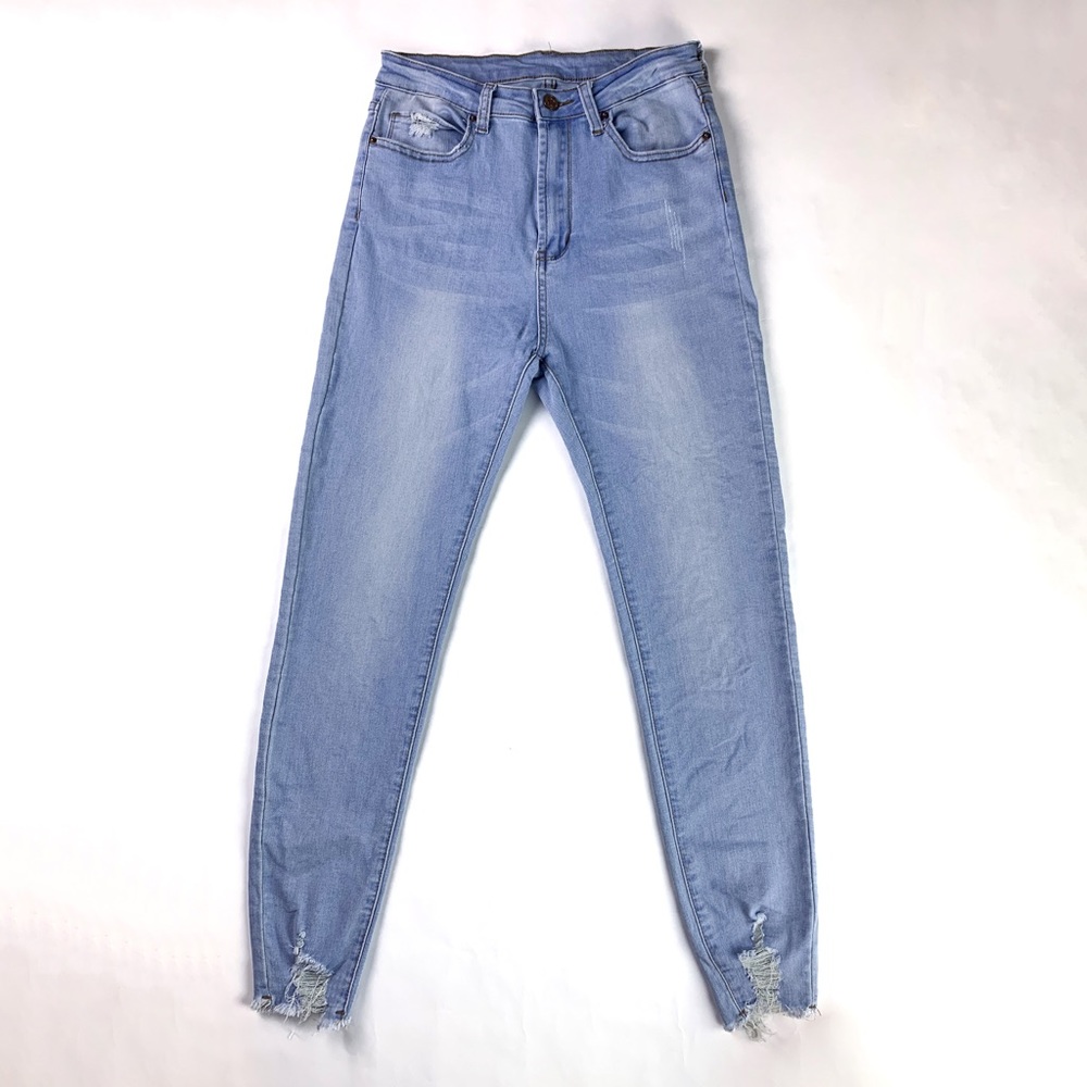 SHEIN High Waist High Stretch Raw Hem Skinny Jeans